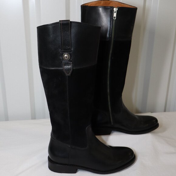 Frye Shoes - Frye Women's Jayden Black Leather Suede Tall Button Boots Size 7.5 Inner Zipper